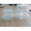 Transparent pyrex glass lunch box with silicone lid set microwave glass lunch box